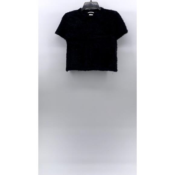 Zara Knitwear Other - ZARA KNITWEAR Girls' Black Fuzzy Collection Pullover Short Sleeve Top SZ 11-12